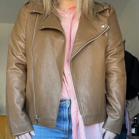 Caramel Brown Vegan Leather Jacket - Picture 5 of 5